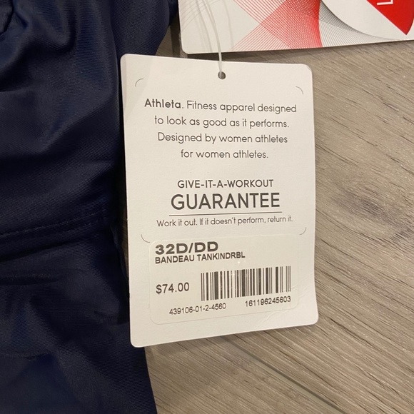 Athleta Bandeau Tankini Navy Blue 32D/DD NWT - Picture 2 of 5